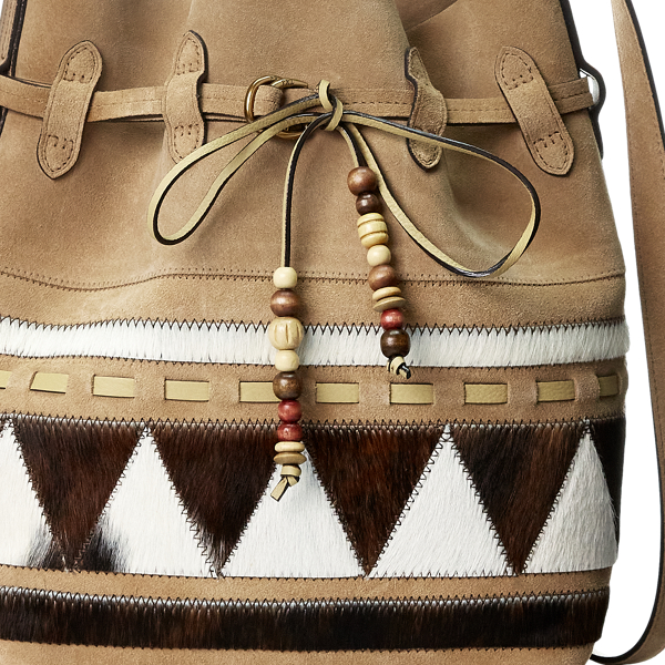 Brown Multi Bellport Striped Bucket Bag Polo Ralph Lauren 6