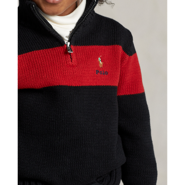 Polo Black Multi Cotton Quarter-Zip Sweater Boys 2-7 6