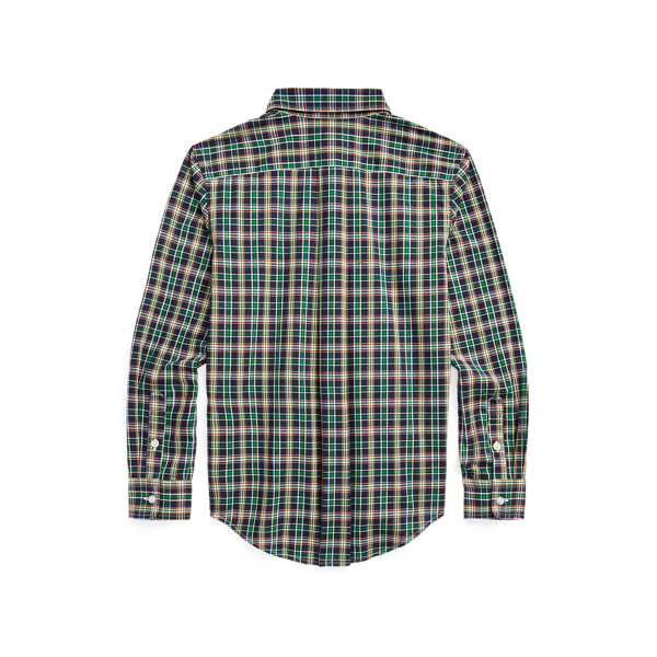 Navy Green Multi Plaid Cotton Poplin Shirt Boys 8-20 2