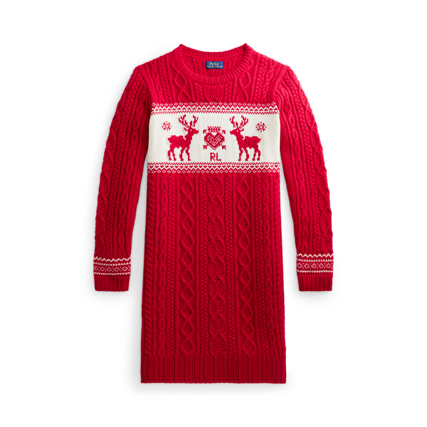 Fair Isle Cotton-Blend Sweater Dress Girls 7-14 Years em 1
