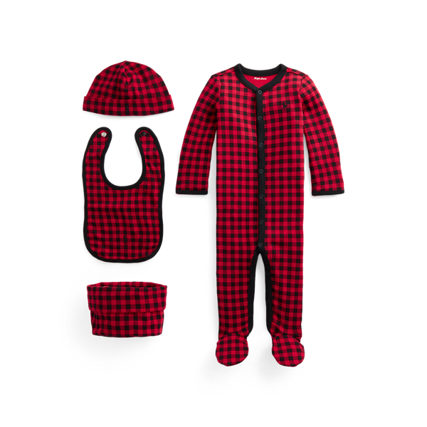 4-delige Buffelruitjes Cadeauset Baby Boy in 1