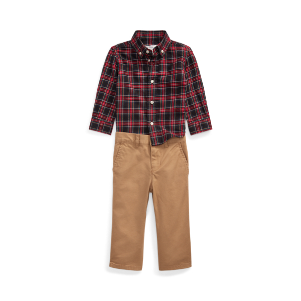 Camicia scozzese e pantaloni in twill Baby Boy in 1