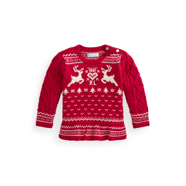 Fair Isle Cotton-Blend Peplum Jumper