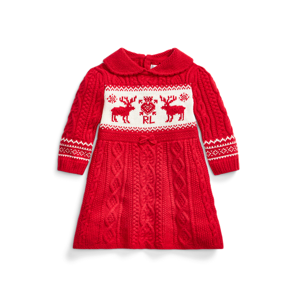 Fair Isle Cotton-Blend Jumper Dress Baby Girl 1