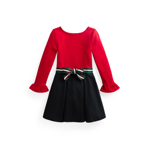 Two-Tone Stretch Ponte Dress Girls 1.5-6.5 Years 1