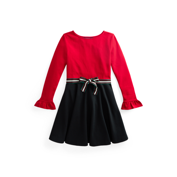 Two-Tone Stretch Ponte Dress Girls 7-14 Years 1