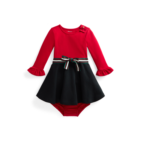 Two-Tone Stretch Ponte Dress &amp; Bloomer