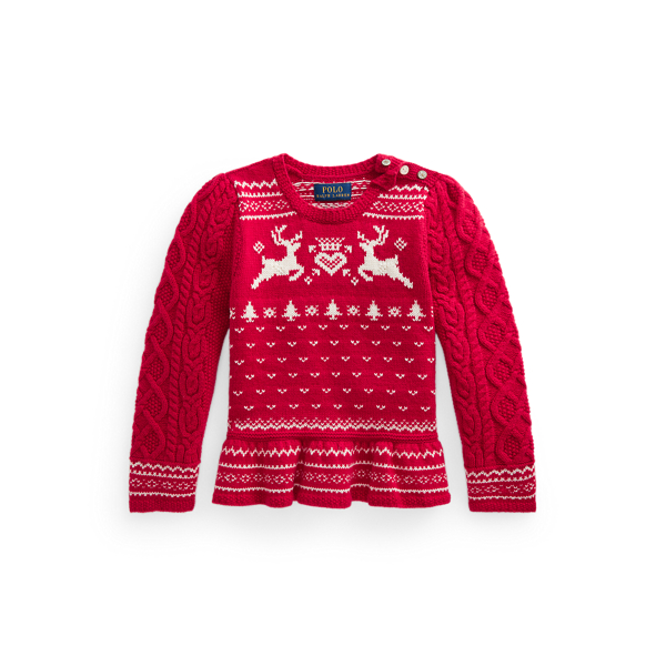 Pull Fair Isle &agrave; basque en coton m&eacute;lang&eacute; Girls 1.5-6.5 Years en 1
