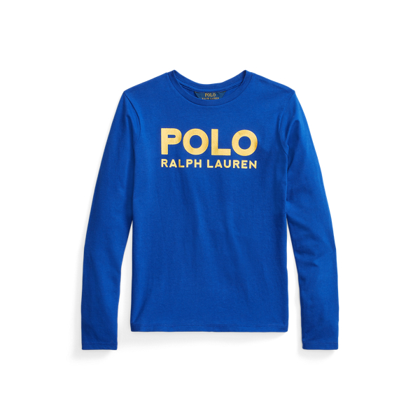 Katoenen logo T-shirt met lange mouwen Girls 7-14 Years in 1