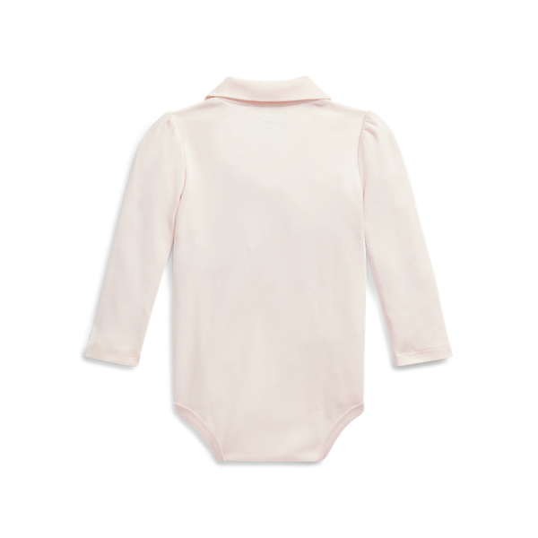 Delicate Pink Cotton Interlock Polo Bodysuit Baby Girl 2