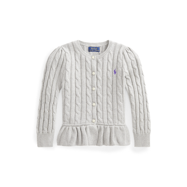 Cable Cotton Peplum Cardigan