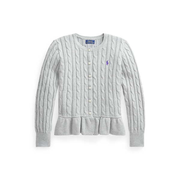 Cable Cotton Peplum Cardigan