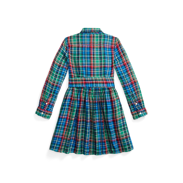 Blue / Green / Multi Plaid Double-Faced Cotton Shirtdress Girls 1.5-6.5 Years 2