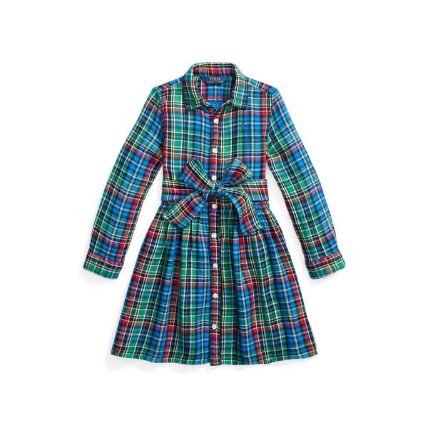 Plaid Double-Faced Cotton Shirtdress Girls 1.5-6.5 Years 1
