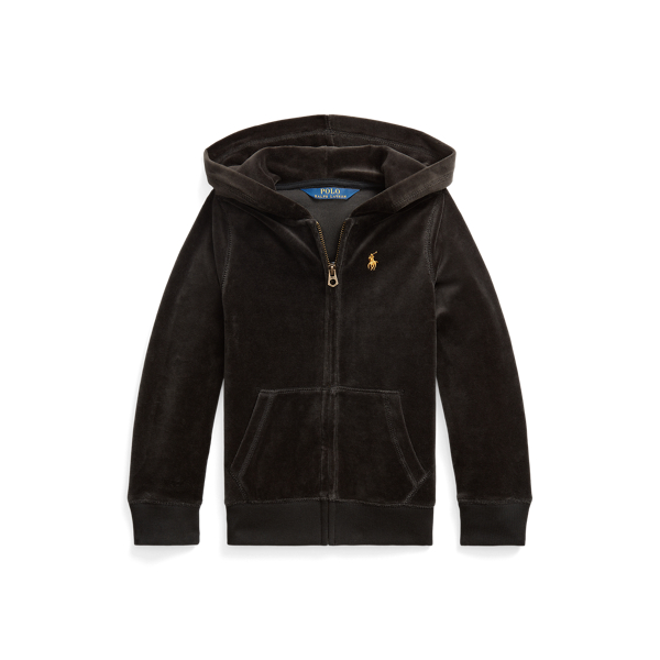 Velours hoodie met rits