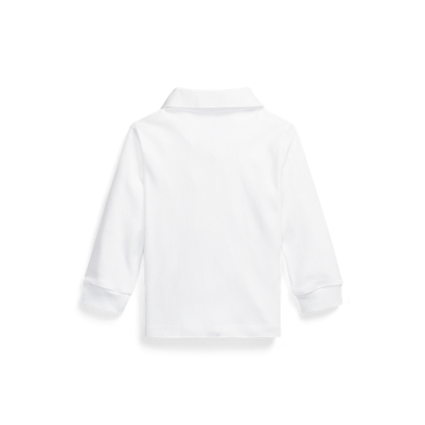White Cotton Interlock Long-Sleeve Polo Shirt Baby Boy 2