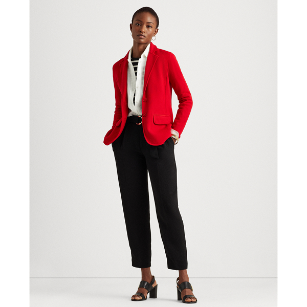 Lipstick Red Cotton-Blend Blazer Lauren 4