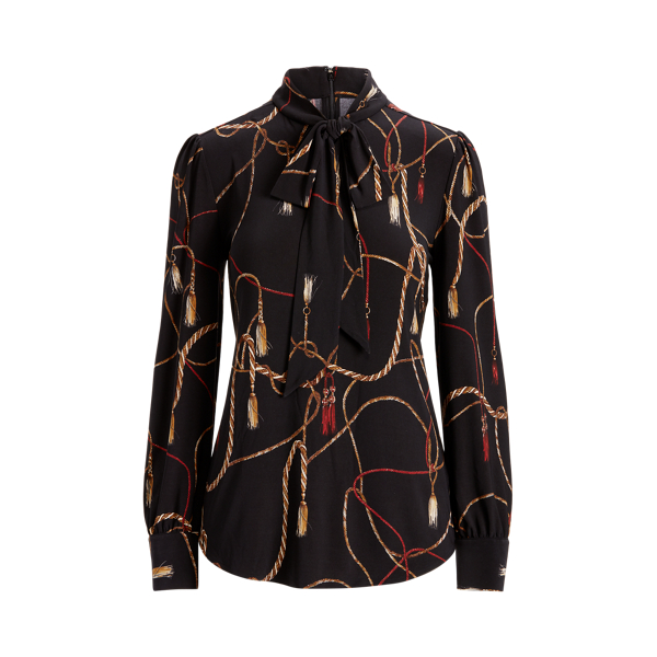 Tassel-Print Stretch Jersey Blouse Lauren 1