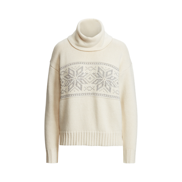 Mascarpone Cream Metallic Fair Isle Turtleneck Sweater Lauren 2