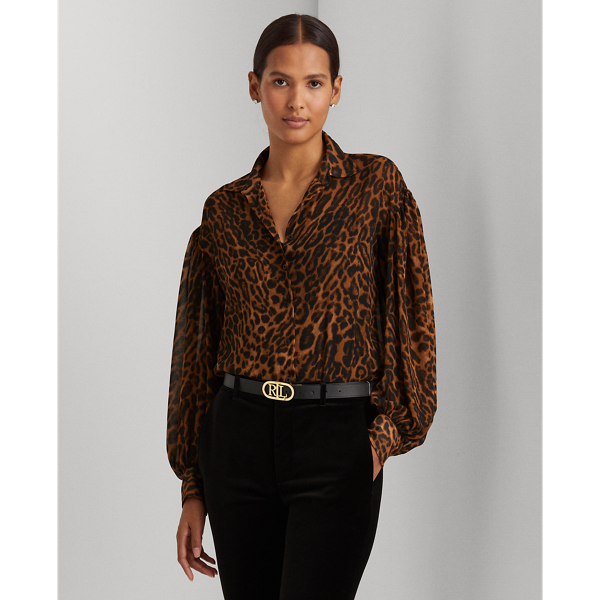 Ocelot-Print Georgette Shirt