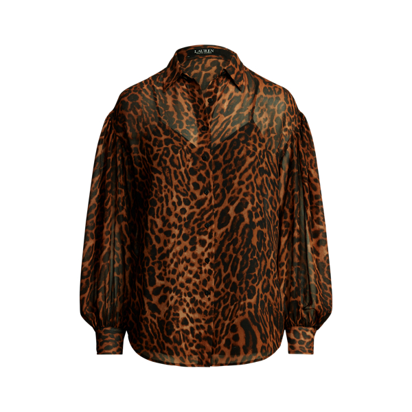 Ocelot-Print Georgette Shirt Lauren em 1