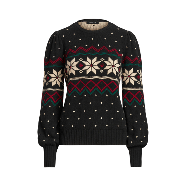 Pull en Fair Isle &agrave; manches bouffantes Lauren en 1