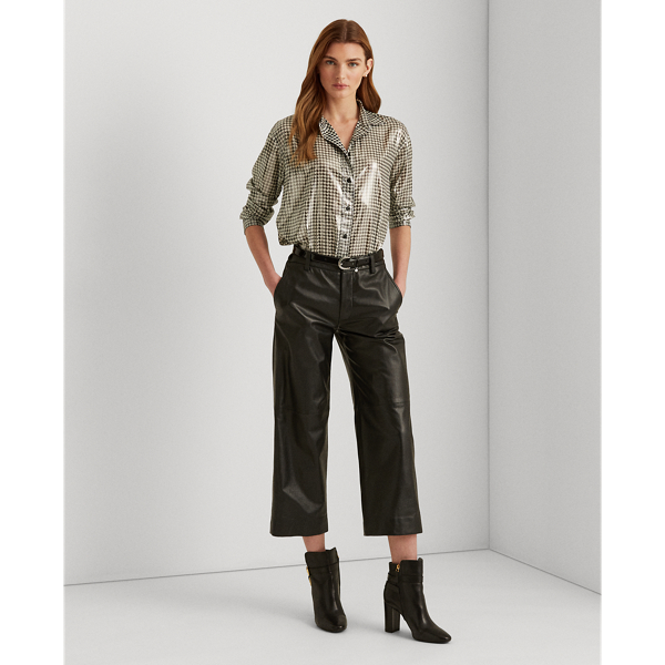Polo Black/Pale Cream Metallic Houndstooth-Print Shirt Lauren 4