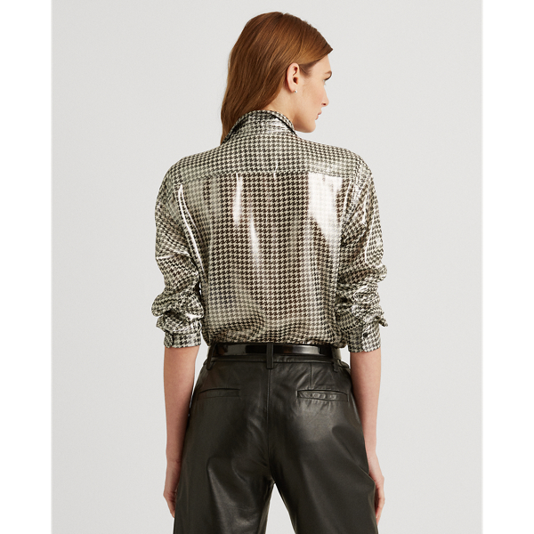 Polo Black/Pale Cream Metallic Houndstooth-Print Shirt Lauren 5