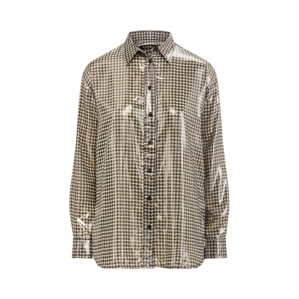 Polo Black/Pale Cream Metallic Houndstooth-Print Shirt Lauren 2
