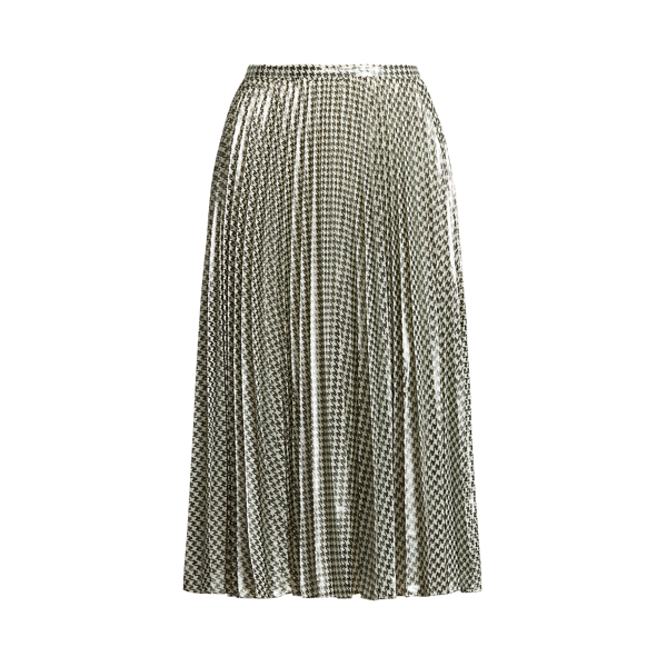 Houndstooth Pleated Metallic Skirt Lauren 1
