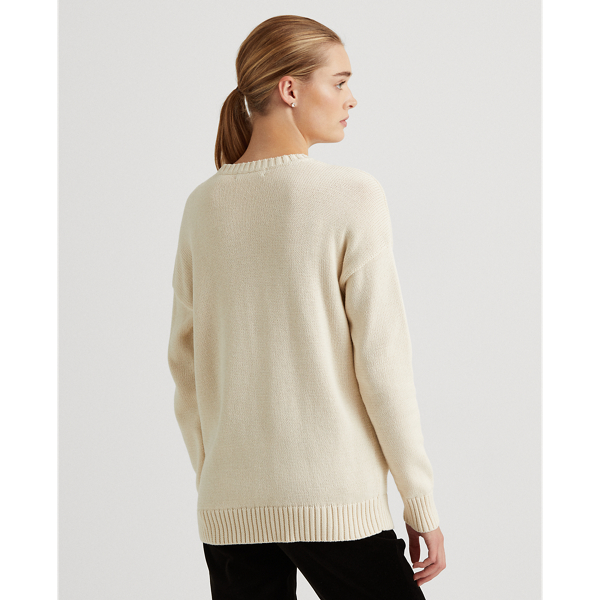 Mascarpone Cream Multi Intarsia-Knit Cotton Sweater Lauren 5