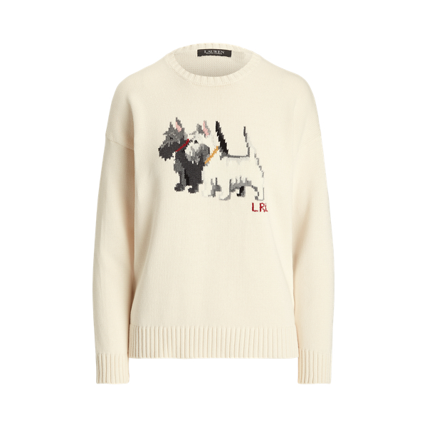 Mascarpone Cream Multi Intarsia-Knit Cotton Sweater Lauren 2