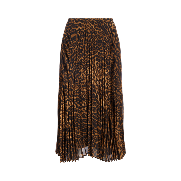 Ocelot-Print Pleated Georgette Skirt Lauren 1