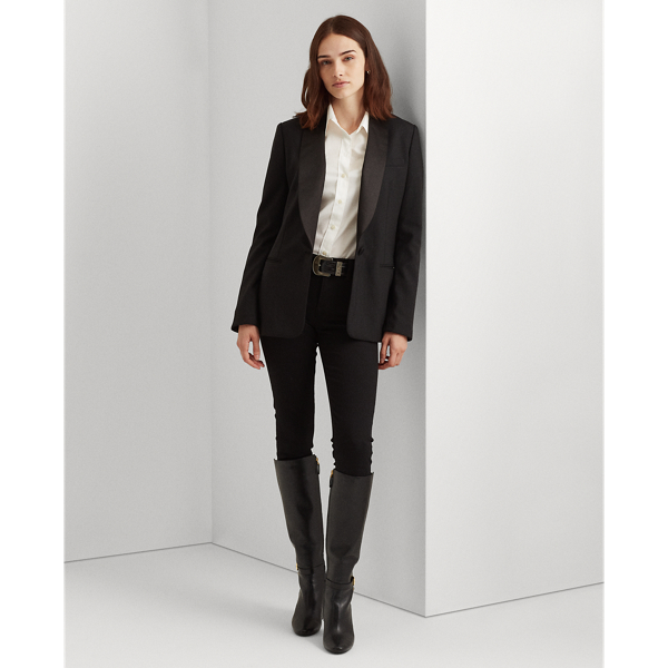 Polo Black Wool Crepe Blazer Lauren 4