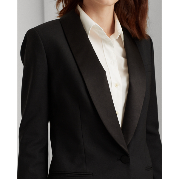 Polo Black Wool Crepe Blazer Lauren 6