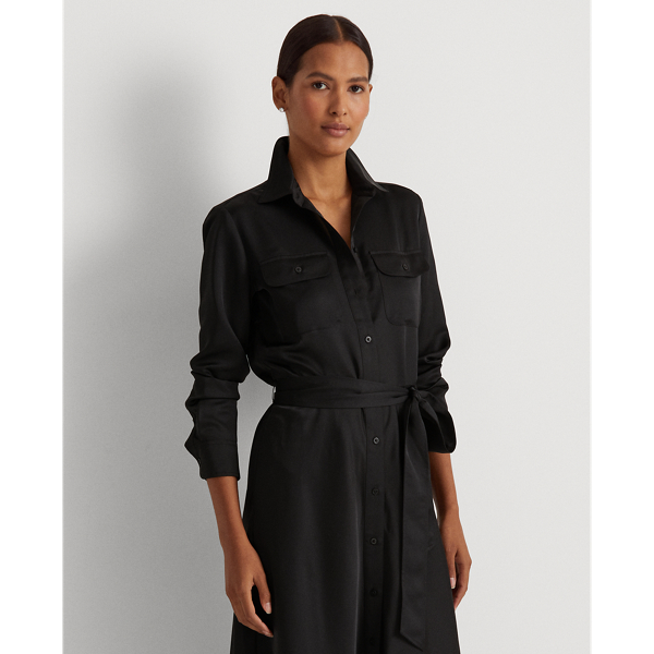 Chemisier maxi in rasatello Lauren in Nero 4
