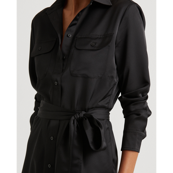 Chemisier maxi in rasatello Lauren in Nero 6