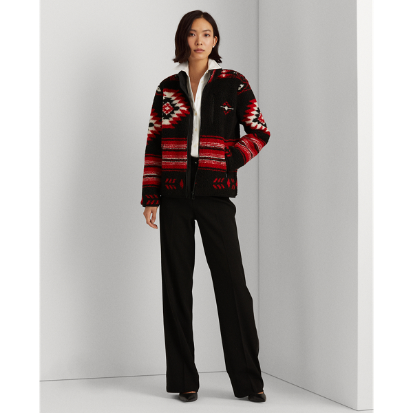 Polo Black Multi Jacquard Faux-Shearling Jacket Lauren Petite 4