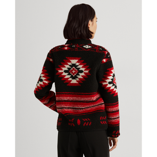 Polo Black Multi Jacquard Faux-Shearling Jacket Lauren Petite 5