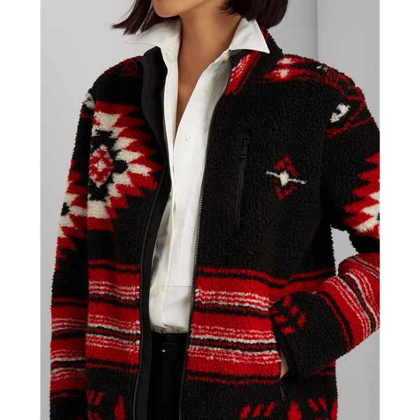 Polo Black Multi Jacquard Faux-Shearling Jacket Lauren Petite 6