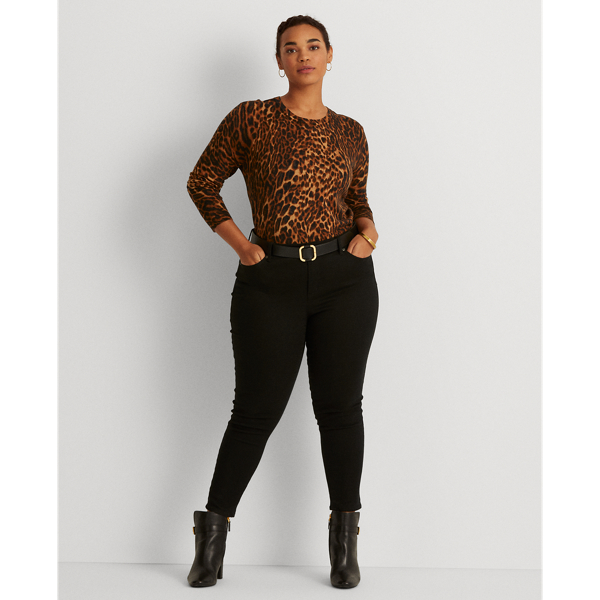 Polo Black Multi Ocelot-Print Crewneck Sweater Lauren Woman 4