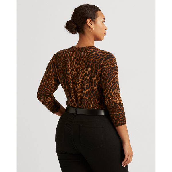 Polo Black Multi Ocelot-Print Crewneck Sweater Lauren Woman 5