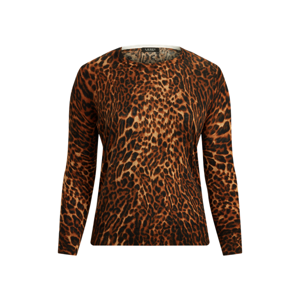 Polo Black Multi Ocelot-Print Crewneck Sweater Lauren Woman 2