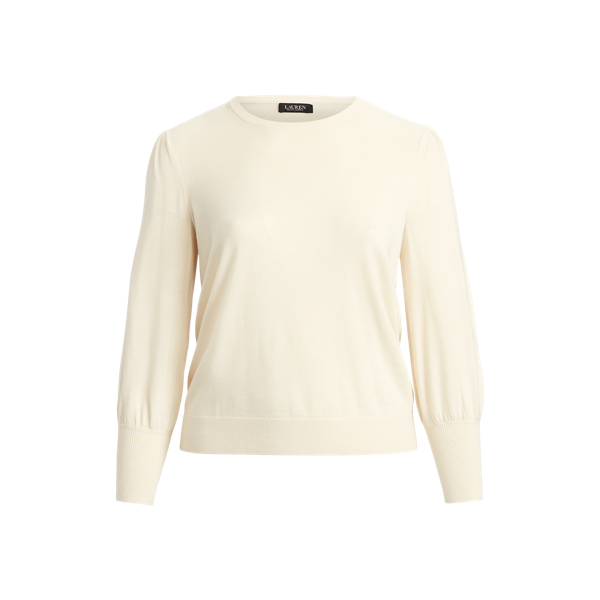 Puff-Sleeve Cotton-Blend Sweater Lauren Woman 1