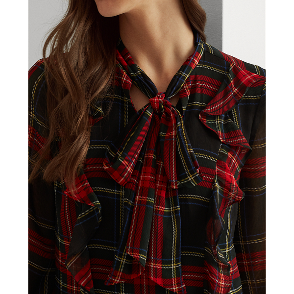 Kariertes Kleid mit tiefer Taille Lauren in Black/Red 6