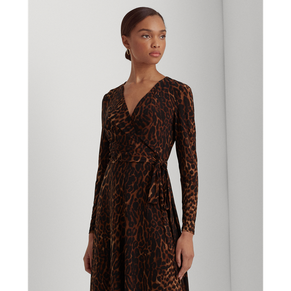 Robe en jersey &agrave; motif ocelot Lauren en Brown/Tan 3