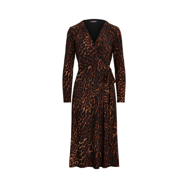 Robe en jersey &agrave; motif ocelot Lauren en Brown/Tan 2