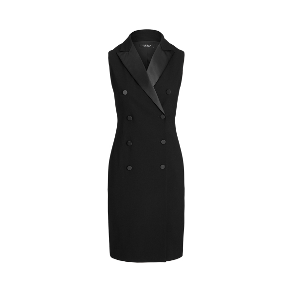 Wool Crepe Sleeveless Tuxedo Dress Lauren 1