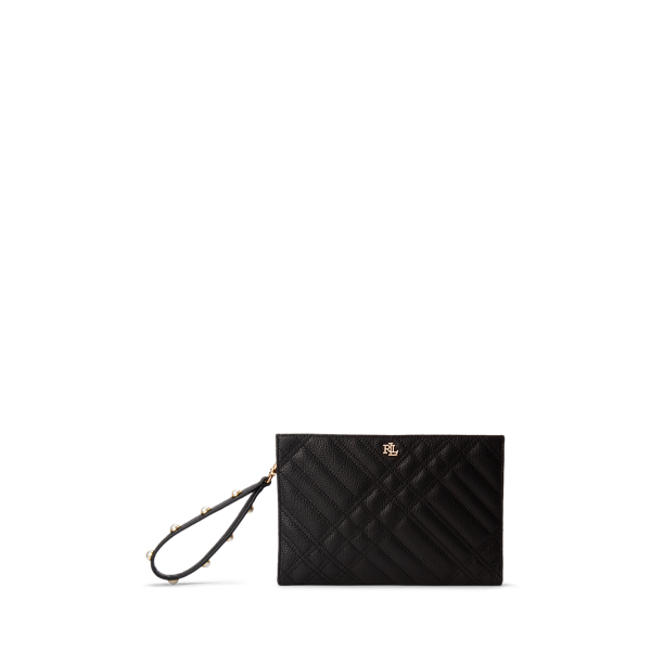 Pochette media in pelle trapuntata