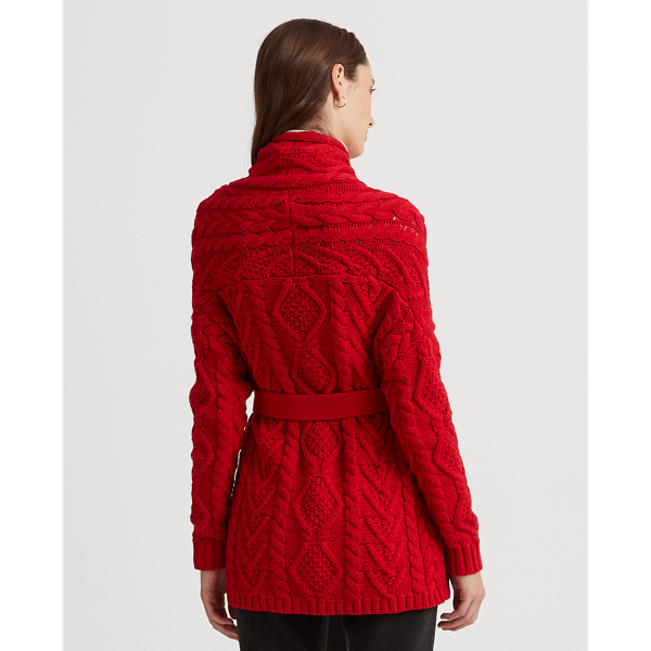 売れ筋商品|||ラルフローレン ニット&セーター レディース アウター CABLE KNIT COTTON CARDIGAN - Cardigan - bright vermilion Cable-Knit Cotton Cardigan